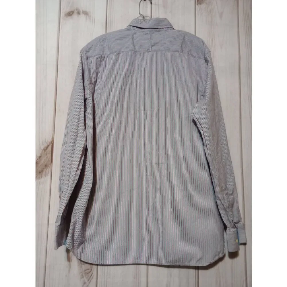 Banana Republic Shirt Men's Extra Large Blue Red Button Front Long Sleeve‎